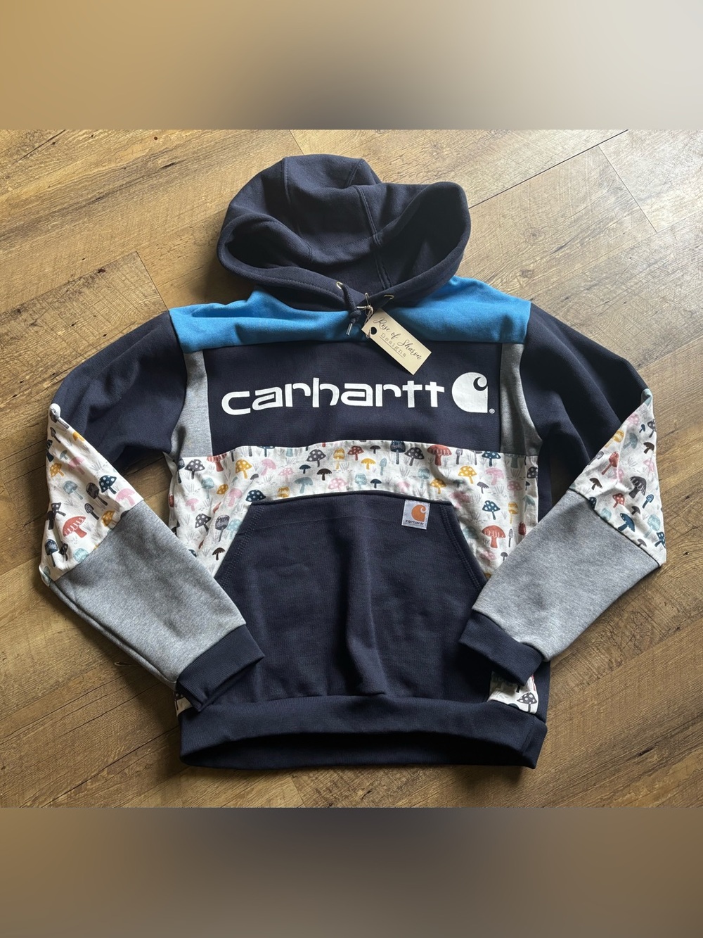 Nwt Small Custom Patchwork Carhartt Mushroom Print Hoodie